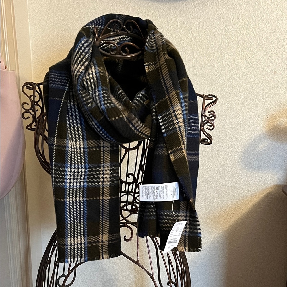 J. Crew Blue and Brown Plaid Scarf